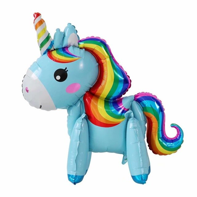 Ballon licorne gonflable 32 pouces, mignon, en aluminium, pour fête d'anniversaire, de mariage, jouet pour enfant: 3d  blue