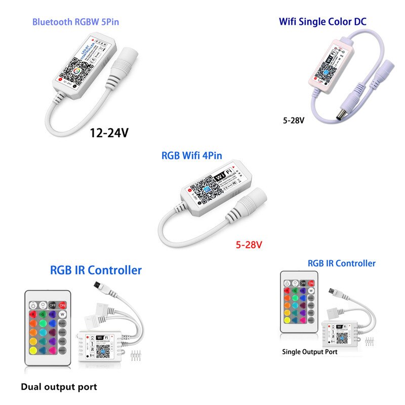 DC5V 12V 24V Rgb Tape 5050 Led Wifi Controller Bluetooth Wifi Led Controller Led Strip Ir Afstandsbediening alexa Google