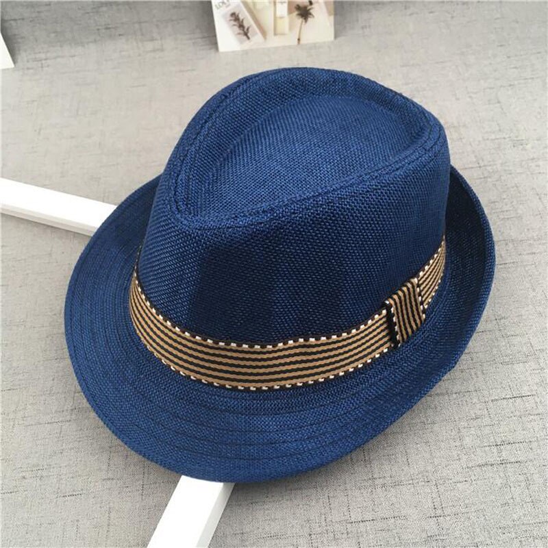 Stråhætte babyhatte børn jazz kasket spandhat solhætte sommerhat til piger drenge panama hat fotografering rekvisitter 50-54: 14