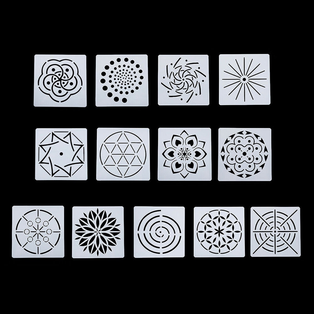13pcs Dotting Painting Stencils Kit For Mandala DIY Stone Painting Template Set