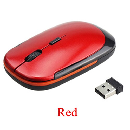 Mini 2.4Ghz Wireless Optical Mouse USB Receiver 1200 DPI Ultra Thin Slim Wireless Ergonomically Mice For Laptop PC Video Game: Red