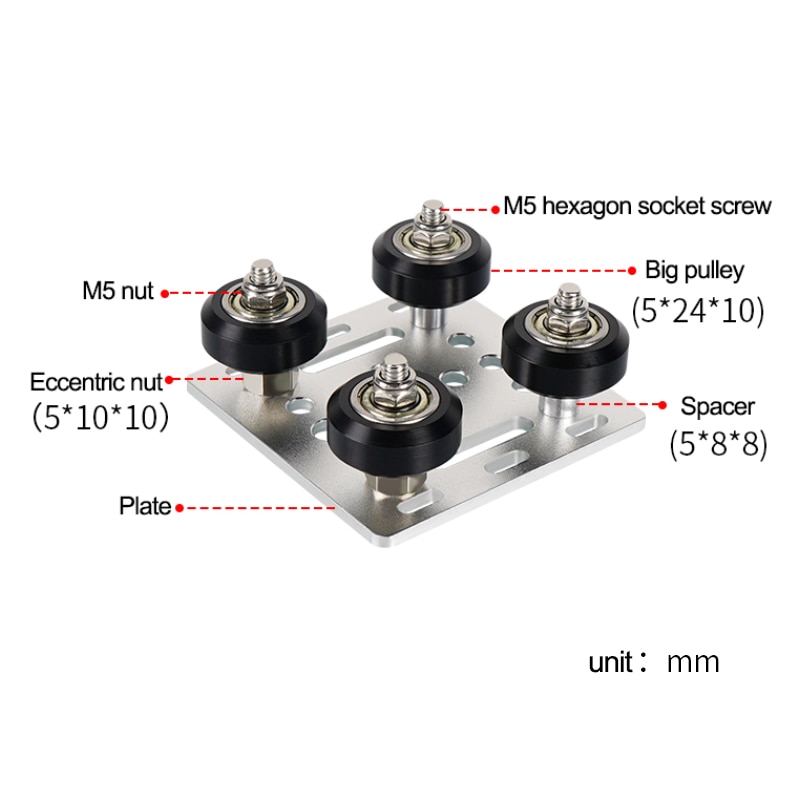 Kingroon 1Set /2040 V-Slot Aluminium Profielen Wielen 3D Printer Onderdelen Openbuilds V Gantry Plat Speciale Dia Plaat katrol