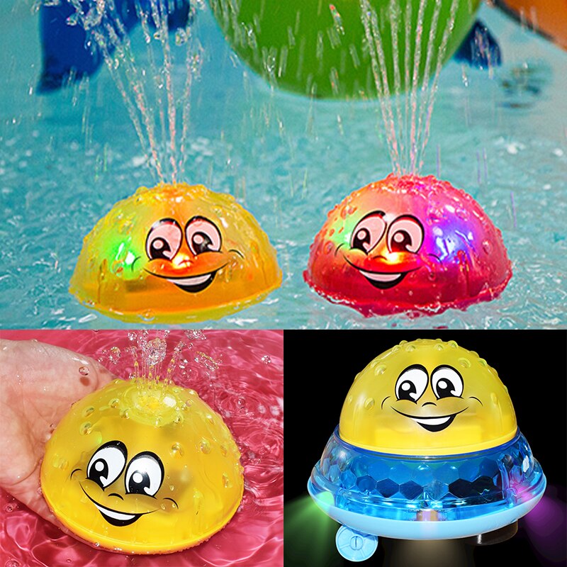 Vandlegetøj ufo stil vandspray rotere med lys bruser børnelegetøj børn småbørn svømning fest badeværelse led belysning legetøj