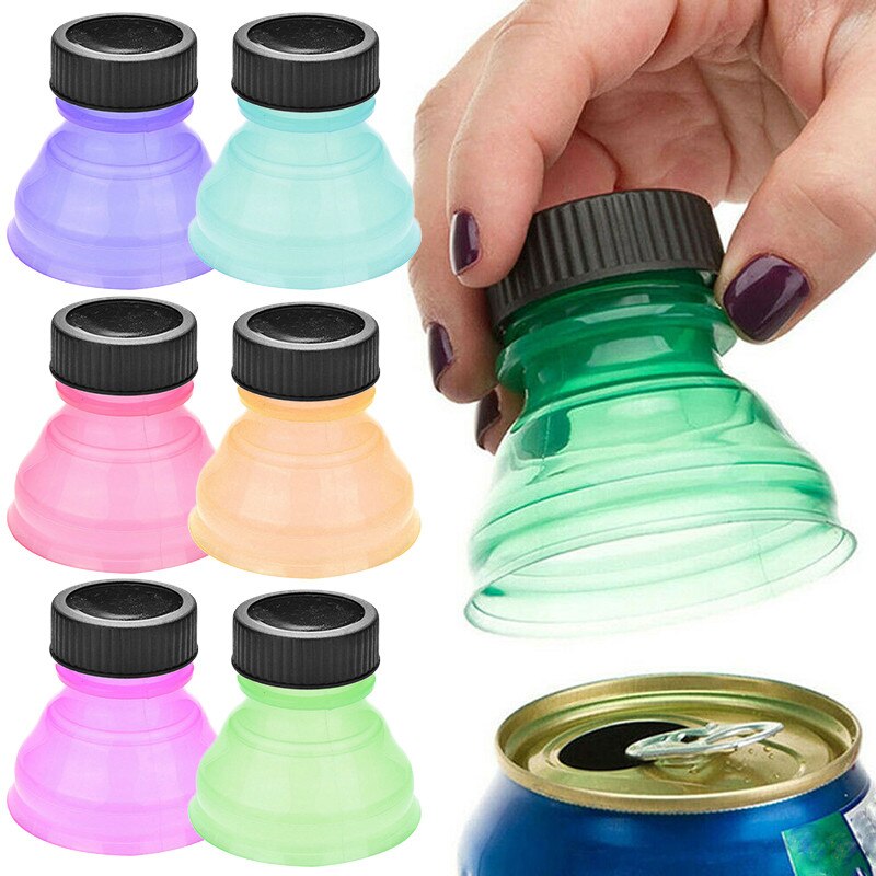 Tapas reutilizables para latas de bebidas, selladores de botellas de cerveza, tapón de mantenimiento fresco, sin fugas, para acampar, 6 unidades