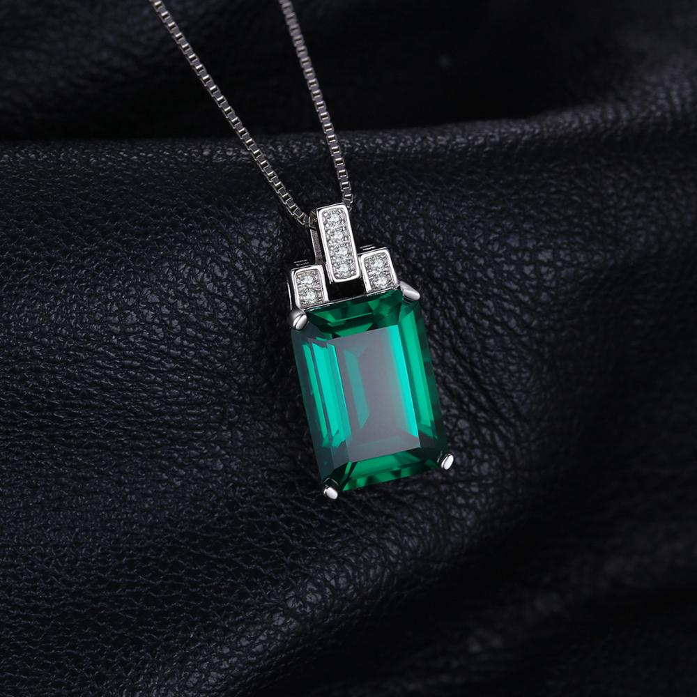 Jpalace 6ct Gesimuleerde Nano Emerald Hanger Ketting 925 Sterling Zilveren Edelstenen Choker Statement Ketting Vrouwen Zonder Ke