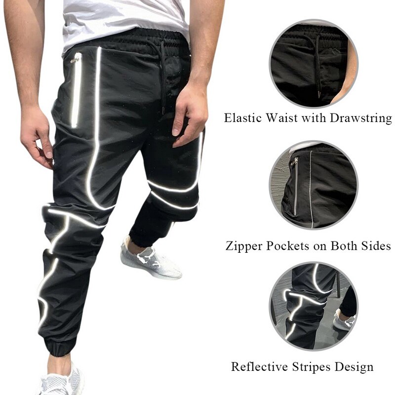 Menn sport refleksbukser joggere nattløpebukser trening treningsstudio Fitness menn joggere trening lange bukser jogge sportsklær