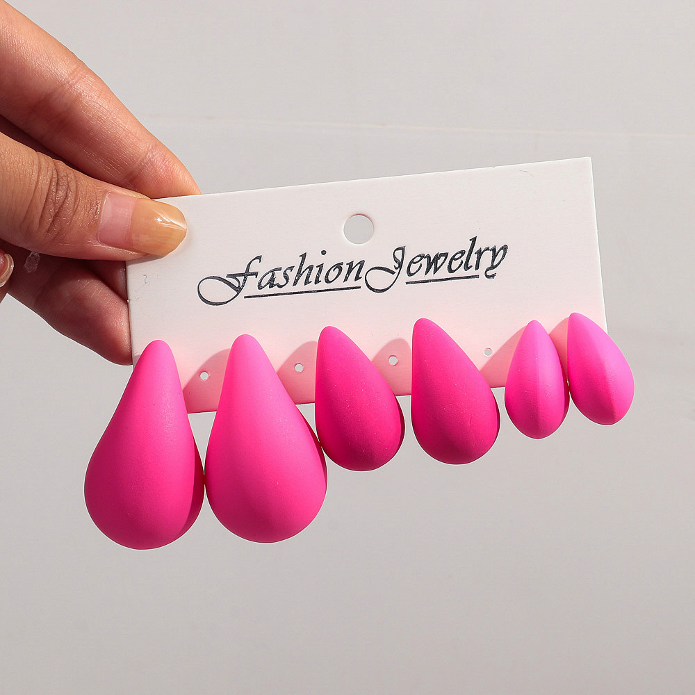 Korea 3 Paar Acryl Chunky Waterdrop Oorbellen Dupe Voor Vrouwen Kleurrijke Extra Grote Druppel Oorbel Hoepels Sieraden Lichtgewicht