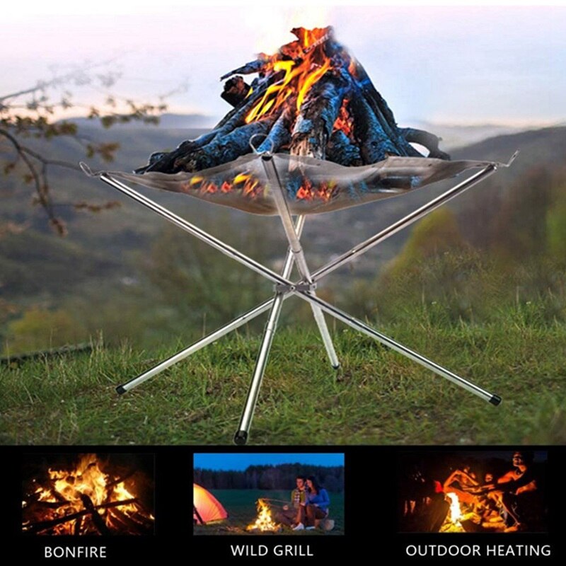 Outdoor Portable Fire Rack Folding Table Grill Sta... – Grandado