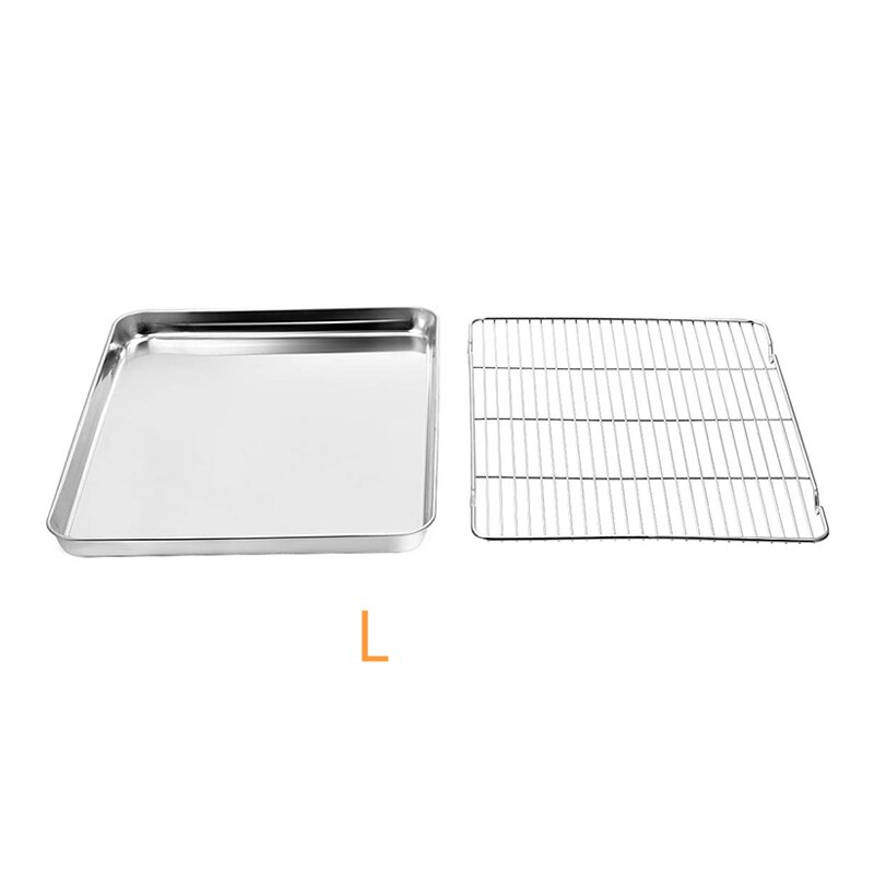 Stainless Steel Quarter Sheet Pan Bakery Cooling Racks Jelly Roll Pan Rimmed Baking Sheet For Oven Cookie Sheet With Rack 719: Large pan and rack