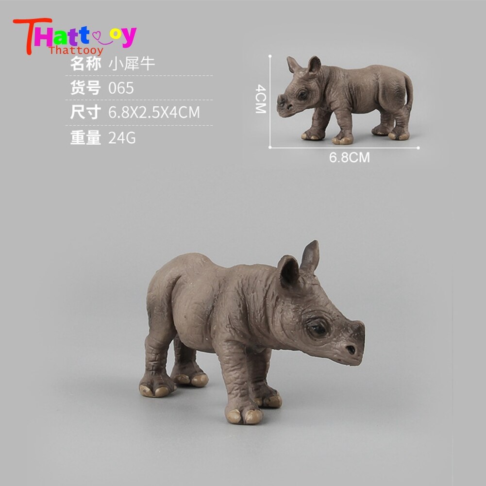 Classic Toys Solid Safari Rhinoceros Forest Animal Model Toys 3 Piece Set For Children's Best