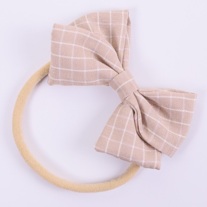 Nette Plaid Nylon Baby Stirnbänder Für Mädchen Baumwolle Leinen Bogen Handgemachte Elastische Knoten Baby Hairband Stirnband Neugeborenen Haar Zubehör: 4