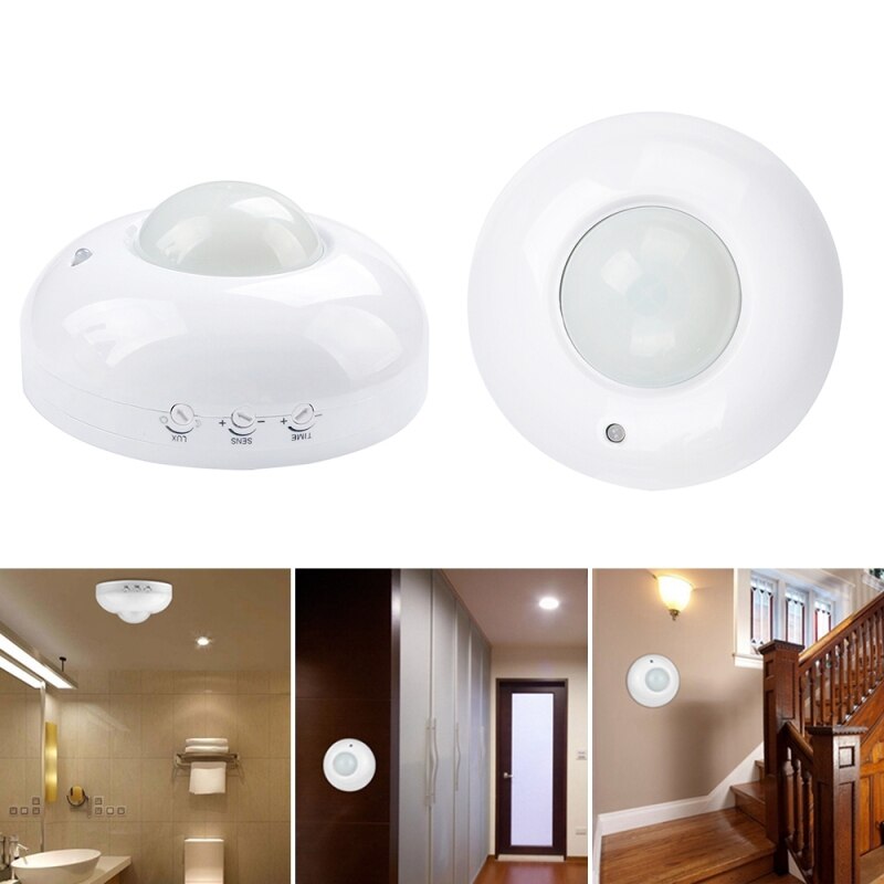 Adjustable Detection Distance 360° Sensor Low Power PIR Human Body Infrared Sensor 220-240V Round Ceiling Sensor