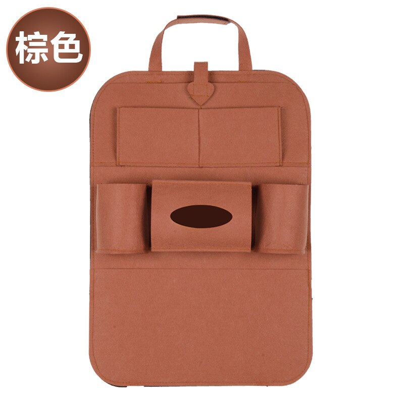 car Accept Bag Felt Chair Hanging Bag Automobile Back Pocket Function Vehicle Bag: brown