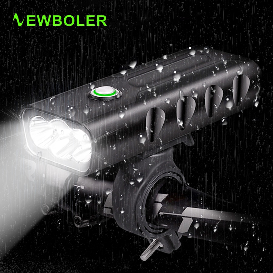 Newboler 5200 mah krachtige fietslamp 3 led aluminium usb fiets koplamp set regenbestendige mtb voorlamp fietslamp powerbank