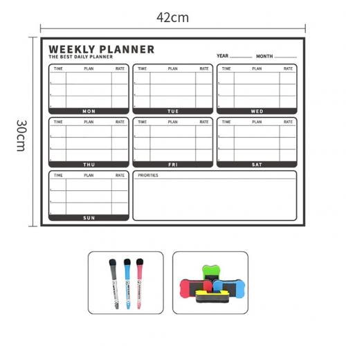 Magnetic Erasable Message Board Month Week Planner Calendar Sticker Chalkboard Kid School Business Office Meeting Calendar: Black Weekly plan