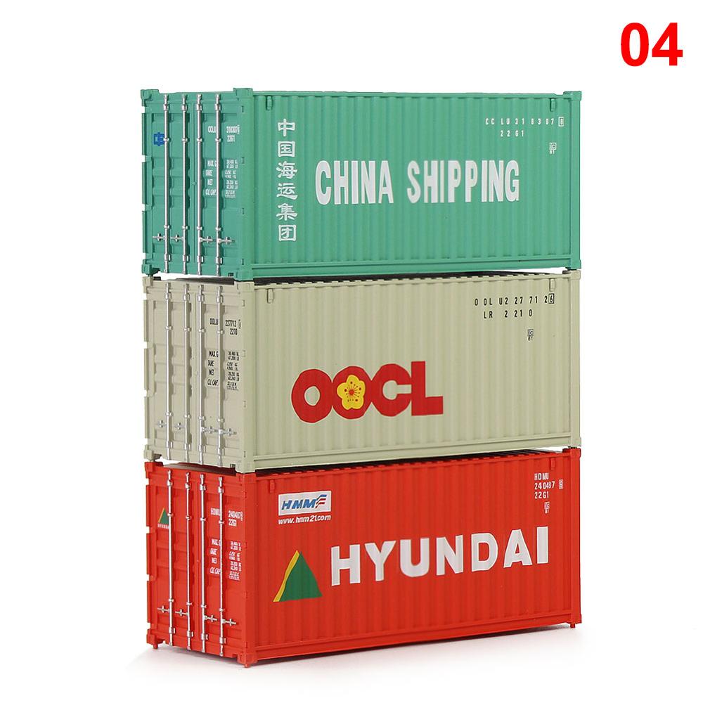 3pcs Mixed Different HO Scale 20 Foot Container 20ft Container Freight Car Wagon C8726 CHINA OOCL HYUNDAI