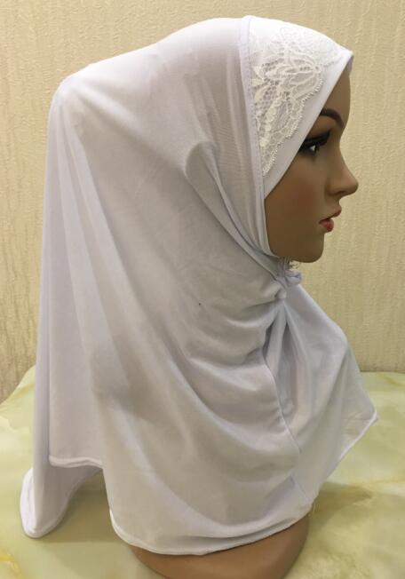 DIANRUO 60X60CM Women Decorative Lace Scarf turban Solid Shawls Pleated Headband Hijab Muslim Wraps Scarves scarf N405: 3