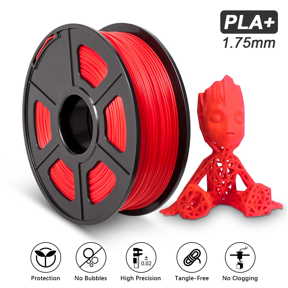 Filament d'imprimante 3D 1kg PLA Plus PLA + dureté élevée qui respecte l'environnement 1.75mm tolérance +/-0.02mm matériel d'impression 100% aucune bulle: PLA PLUS RED