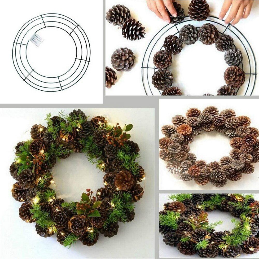 8/10/12/14inch Wire Wreath Frame Wire Wreath Making Rings Green For Year Valentines