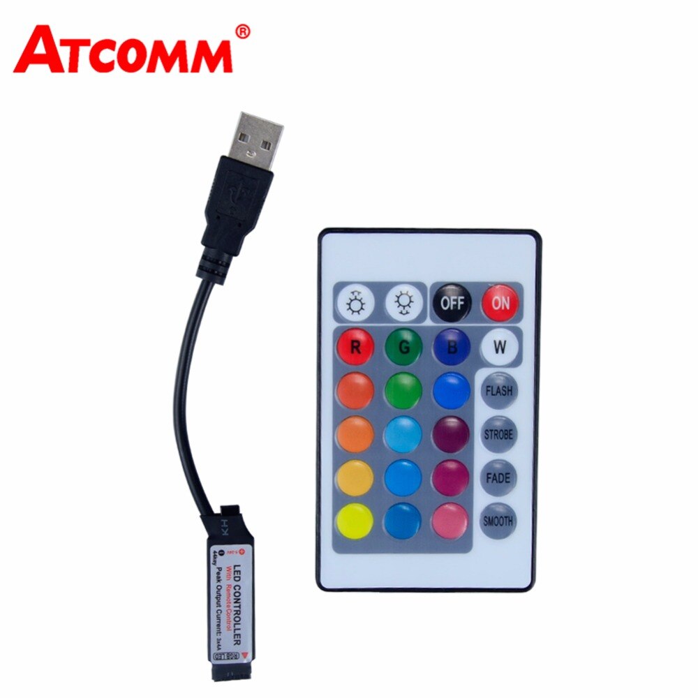 24 Key USB RGB LED Controller 5V IR Remote RGB LED Dimmer USB Interface 4 Pin Apply to 2835 5050 3528 RGB Strip Light