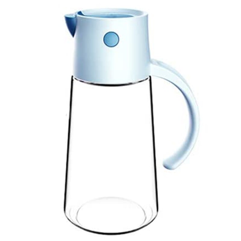 Botella dispensadora de aceite de oliva, con tapa automática, muletas de cristal, 18 Oz, antideslizante: Blue