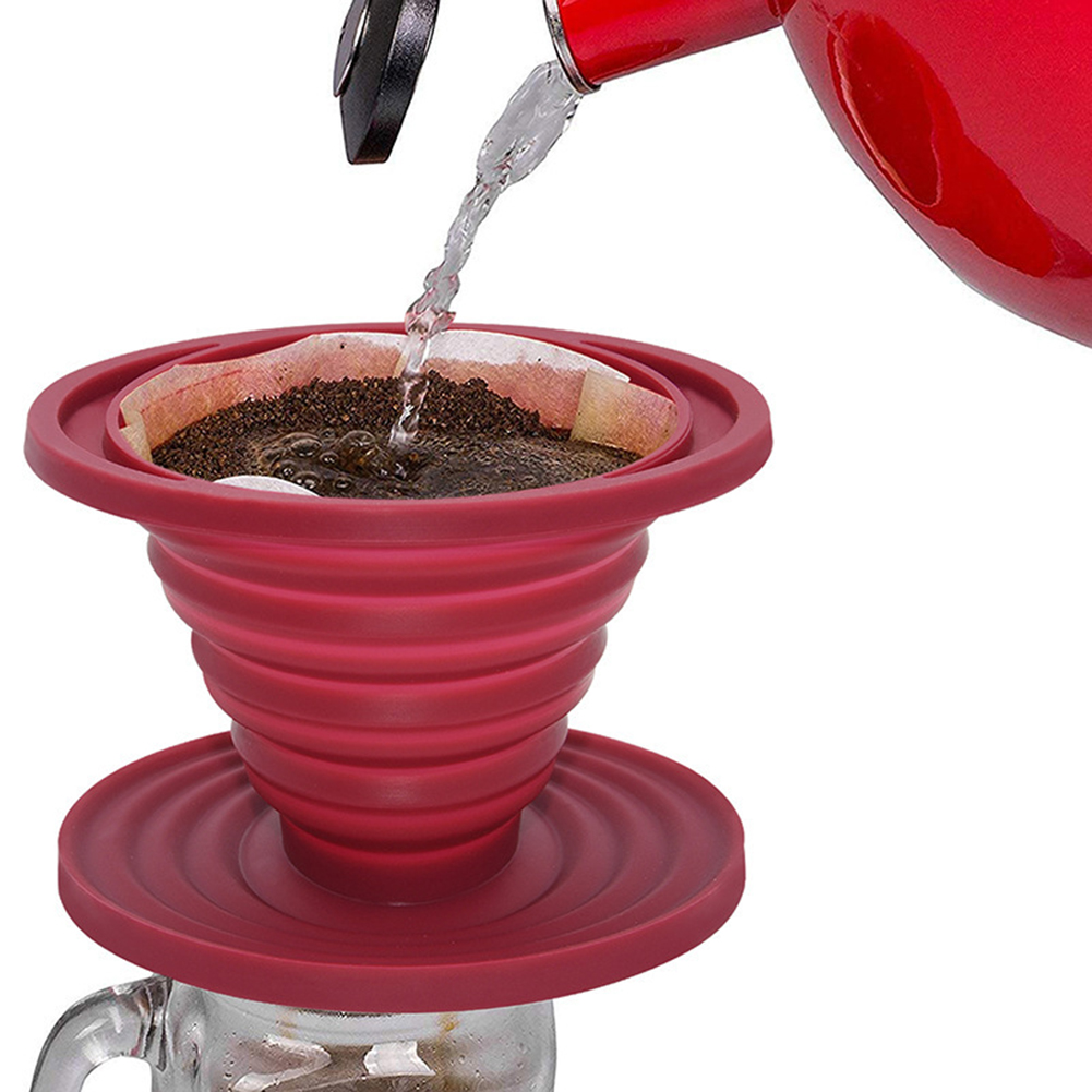 Collapsible Reusable Silicone Coffee Dripper Filter Cone Drip Cup Foldable Easy Manual Pour Over Coffee Brew Maker Coffeeware