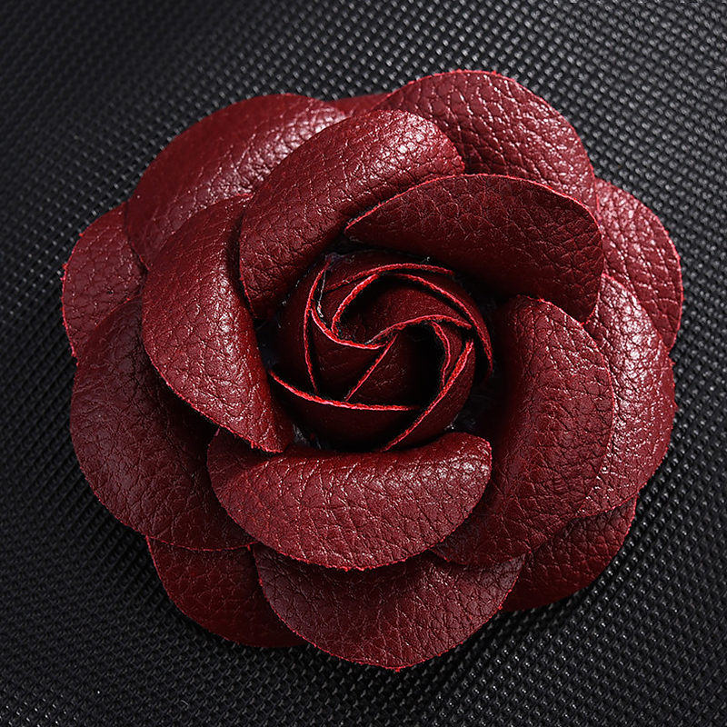 Koreaanse Handgemaakte Pu Leer Camellia Bloem Broche Boutonniere Revers Pin Sieraden Broches Corsage Voor Vrouwen Accessoires: 4