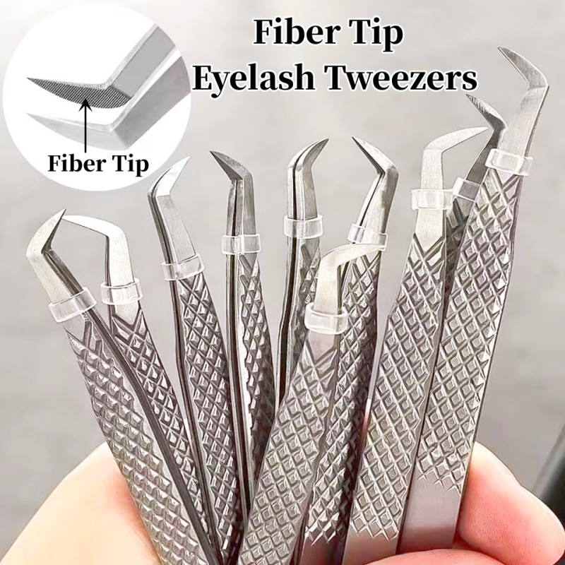 Pinzas para pestañas postizas con punta de fibra nanométrica para extensión de pestañas, Mega volumen, punta cerrada perfecta, aislamiento de bota, herramientas de maquillaje para artistas