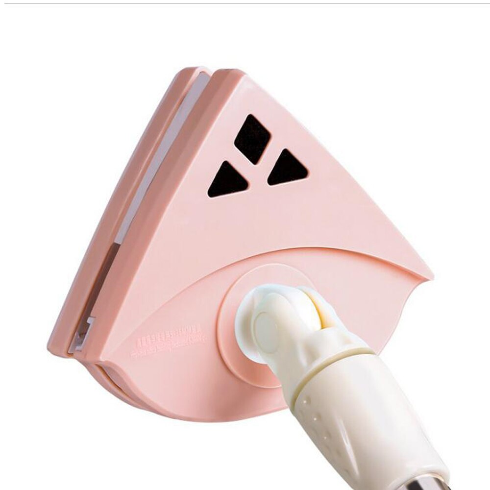 Dupla face janela de vidro limpar magnético com 4 pçs ajustável hastes conjunto doméstico high rise edifício triângulo vidro escova mais limpo: Rosa