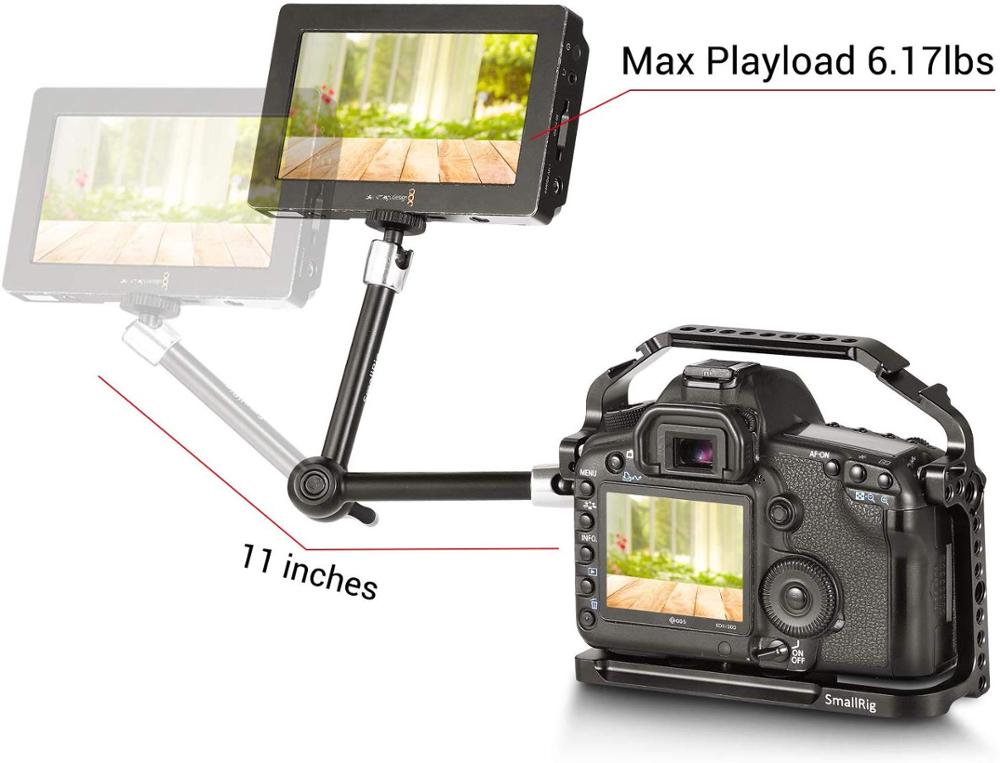 11 inch Adjustable Power Articulating Magic Arm with Both 1/4" Thread Screw for LCD Monitor/LED Lights