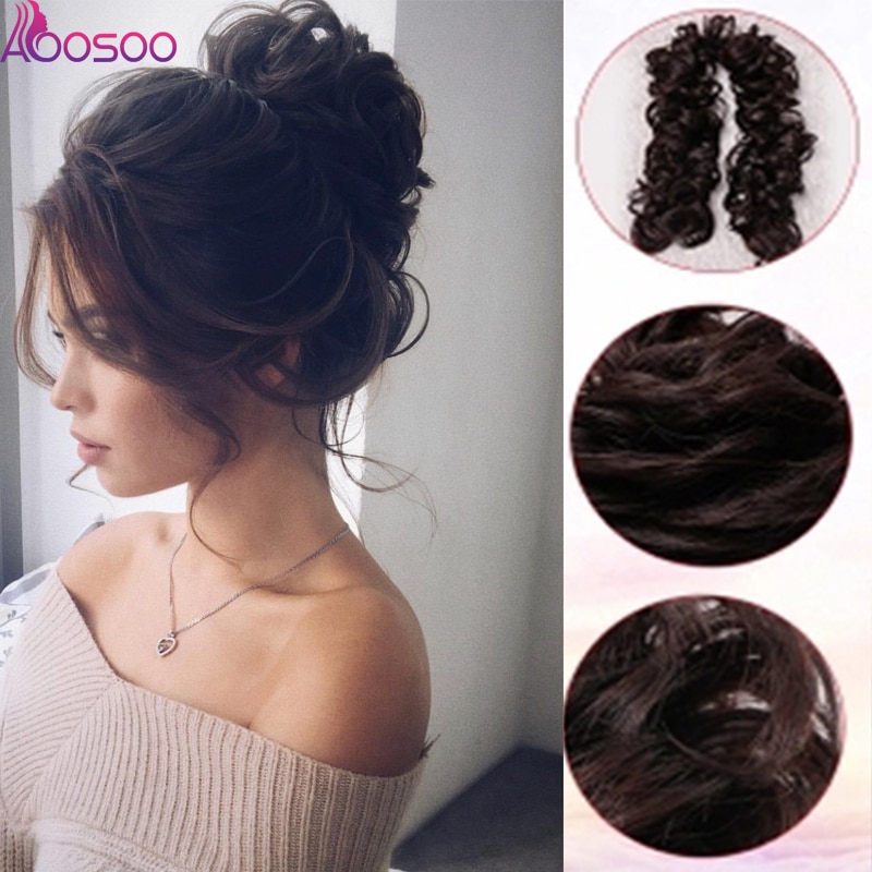 fibra resistente al calor accesorios para el cabello de novia banda rizada Chignon UPDO pelo sintético extensiones de cabello