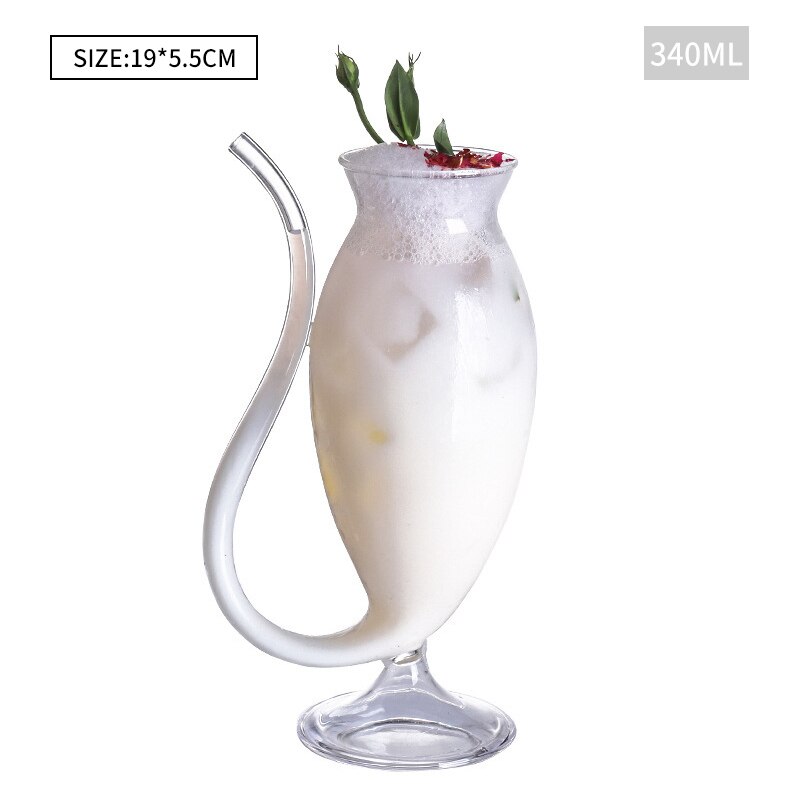 1/3 stk cocktail vinglass gjennomsiktig karaffel innebygd halmbeger restaurant juice krus hjem kopp bar vin verktøy tilbehør: C