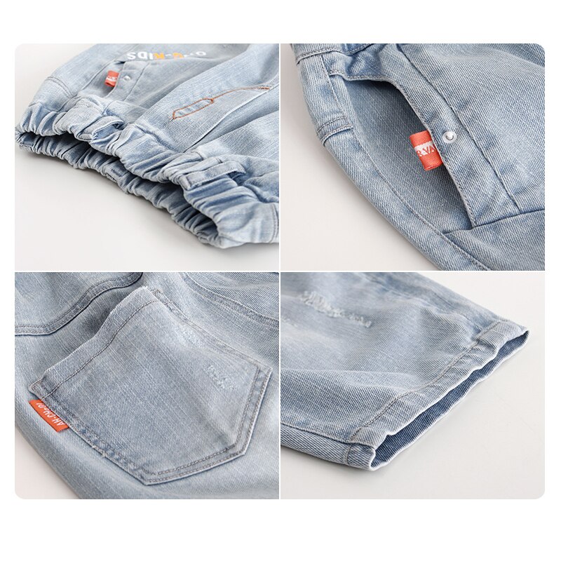 Jongen Zomer Korte Broek Grote Jongens Denim Shorts Kinderen Gescheurd Patchwork Gewassen Casual Knie Lengte Broek Tiener Kleding Maat 10/12