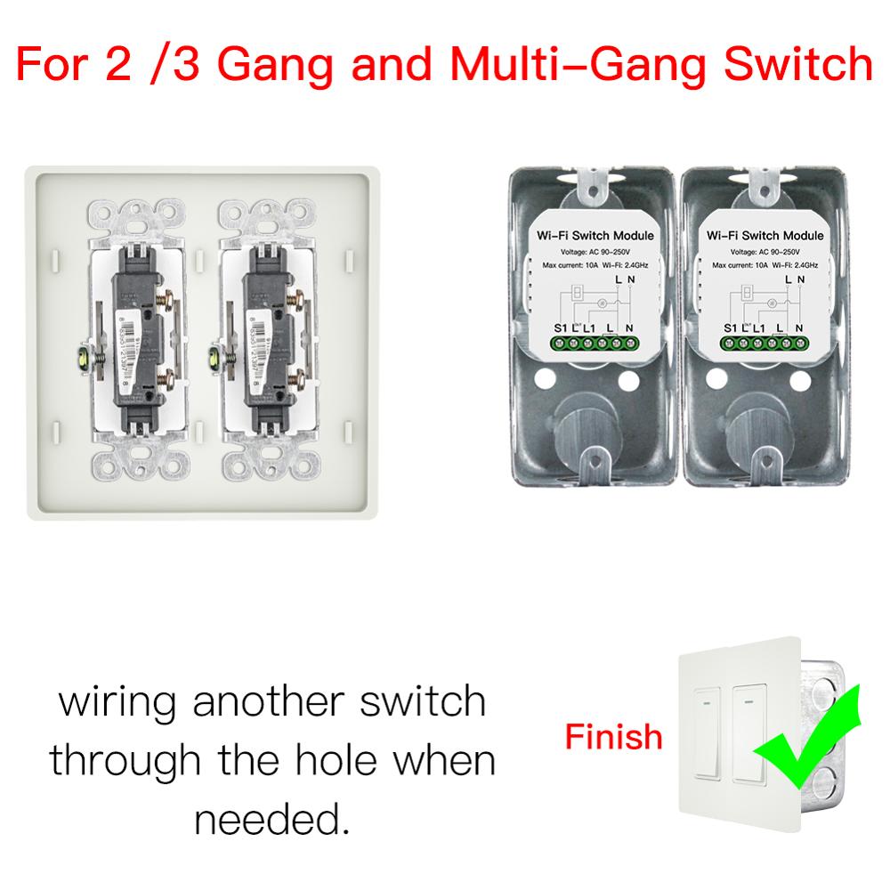 DIY WiFi Smart Home Light Switch Single Pole 3 Way 1 Gang Module Support Tuya Alexa and Google