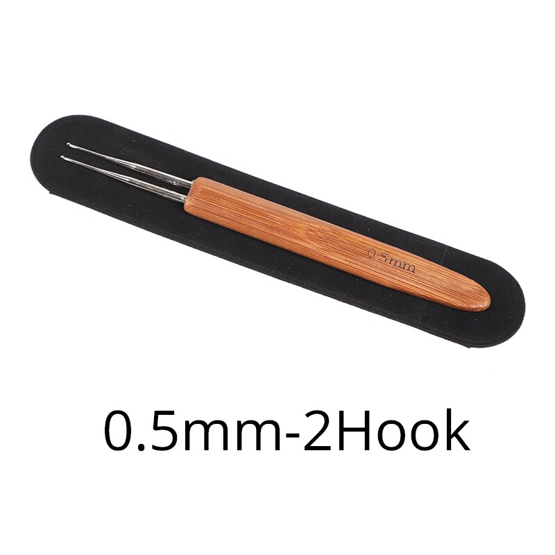 (1 gancho, 2 ganchos, 3 ganchos), 3 unids/lote, herramientas de rastas de ganchillo de 0,5 Mm y 0,75 Mm de tamaño, aguja de ganchillo de madera para trenzas de pelo: 0.5mm-2-Hooks-3pcs