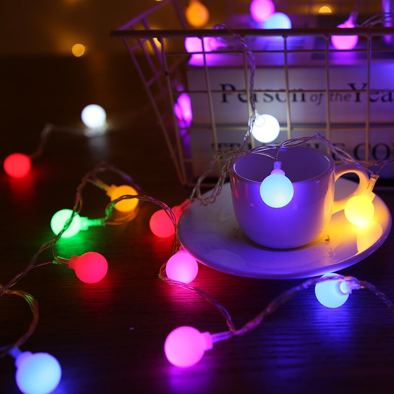 Merry Christmas 1.5M Colorful LED Snowflaker LED Garland String Lights Battery Powered Year Fairy Lights Garlands: ball duocai