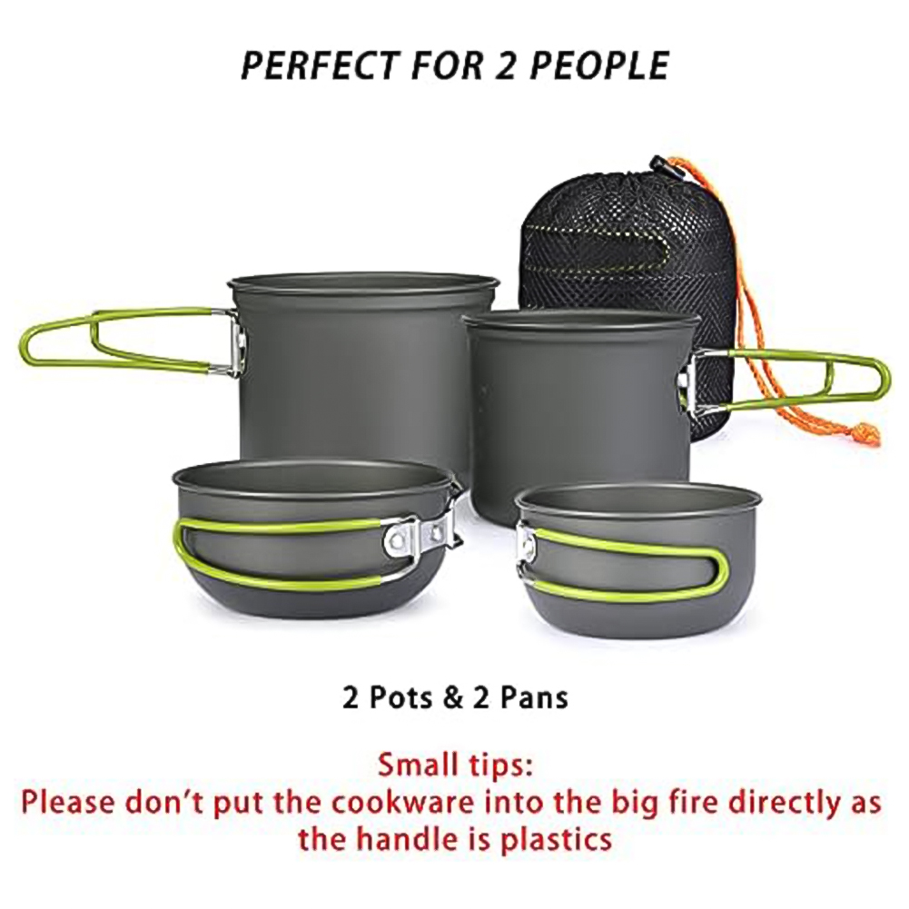 Para juego de cocina de aluminio anodizado duradero para 2 3 personas, ideal para acampar, senderismo y picnics con fácil limpieza