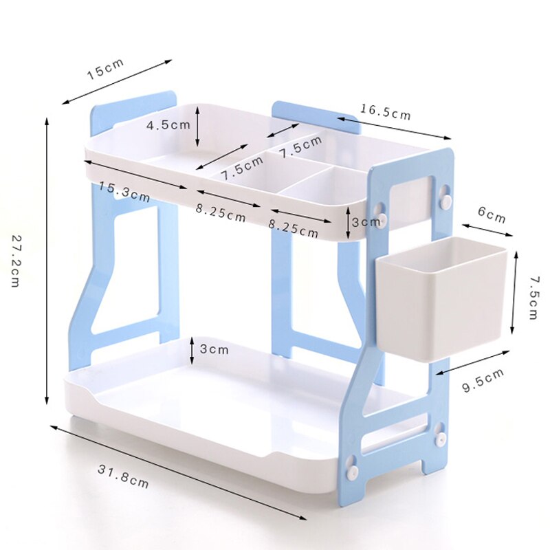 Multifunction Double Layers Stationery Organizer ABS Bookshelf With Pen Holder Desk Storage Rack Box Home Office Supplies