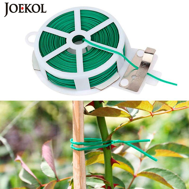 1PC 100M Garden Twist Tie Reusable Green Coated String With Cutter Sturdy Plant Twist Tie Gardening Vegetable Grafting Fixer