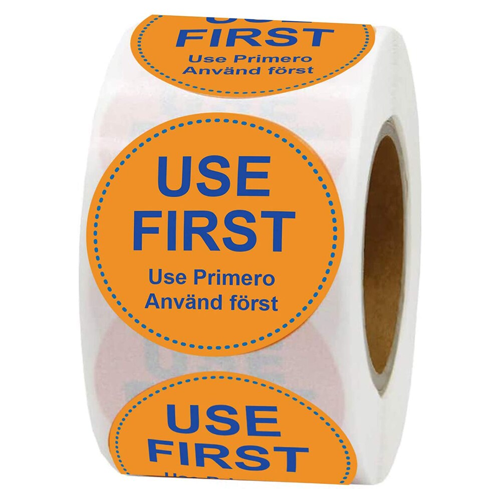 Use First R Lables 500 Pcs Use First Food Stickers Orange Removable W... – Vicedeal