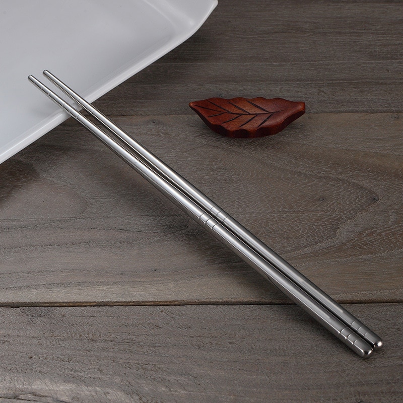 Non-slip Stainless Steel Chop Sticks Set Reusable chopstick holder Food sticks for sushi 1 Pairs Chinese Metal Chopsticks
