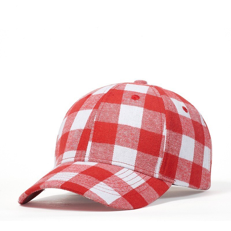 Casual Plaid Print Baseball Cap Soft Cotton Blend Checked Print Outdoor Hat Cap Adjustable Snapback Baseball Cap: C02