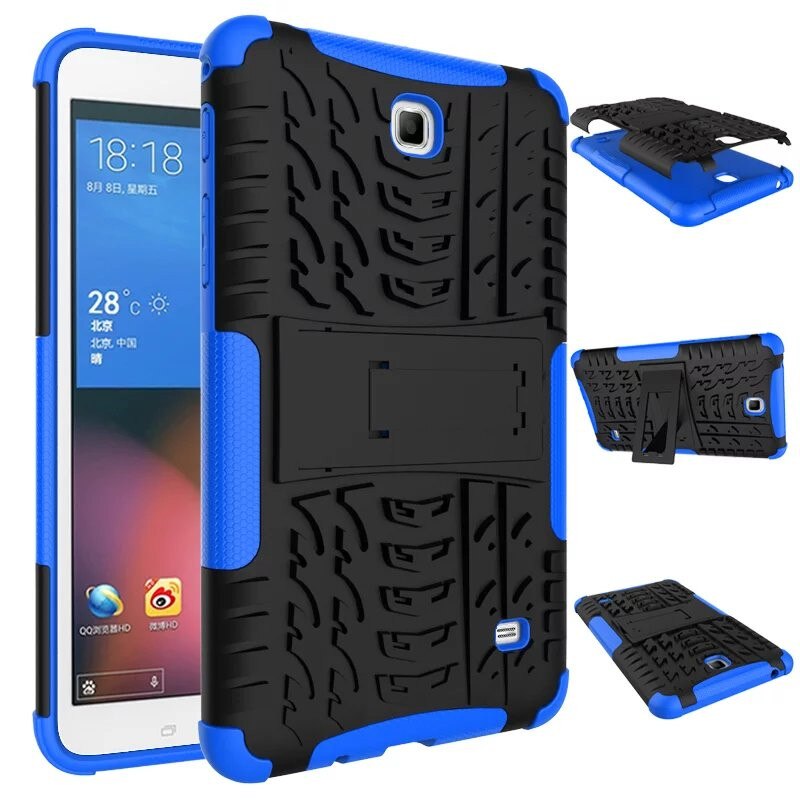 Funda de silicona para tableta Samsung Galaxy Tab 4 7,0, carcasa trasera de doble armadura con soporte, TPU + PC, T230, T231, T235, SM-T230, 7 pulgadas: Blue