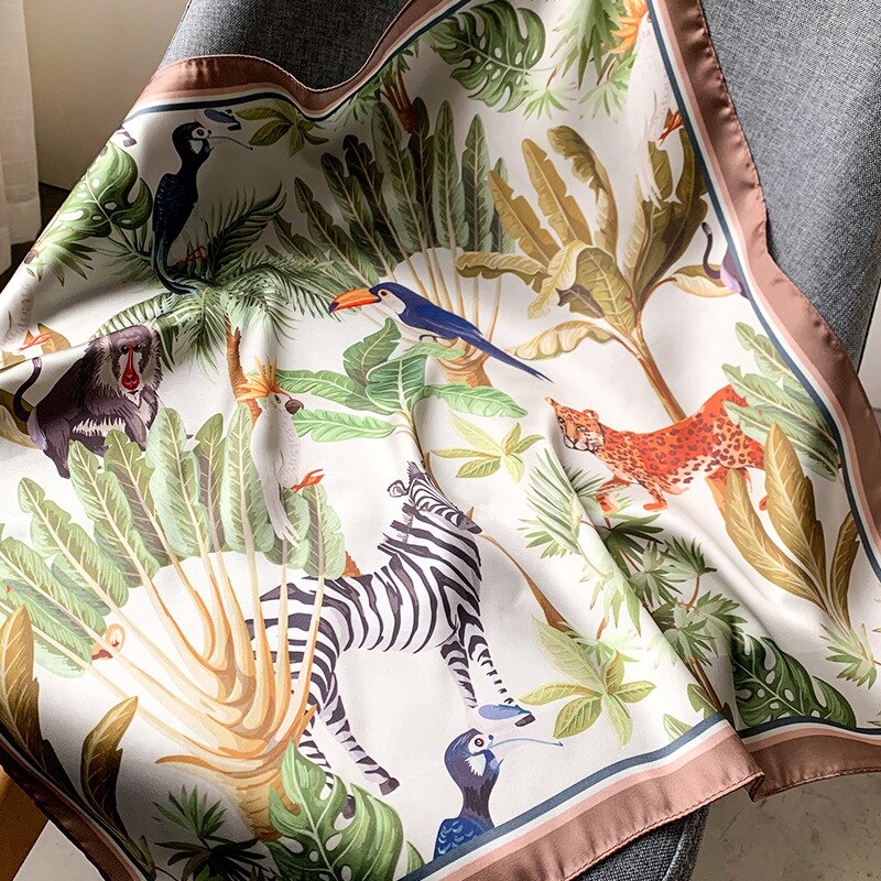 Luksus tørkle silke hårskjerf til kvinner skrive ut bandana hode sateng skjerf 53*53cm små pannebånd hals skjerf til damer: 09