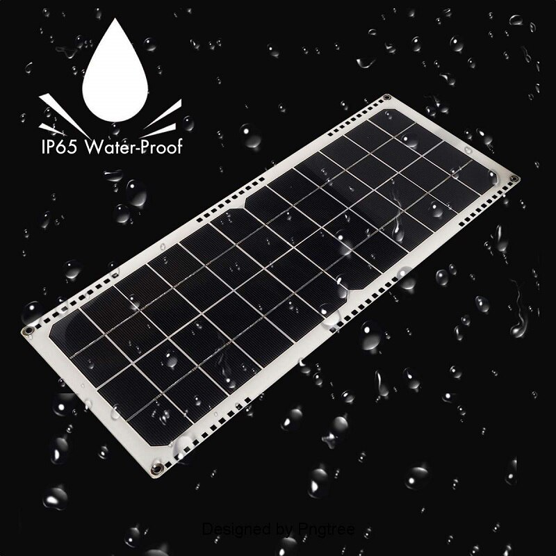 Solcellepanel 20w 12v semi-fleksibel monokrystallinsk solcelle modulkabel utendørs kontakt batterilader