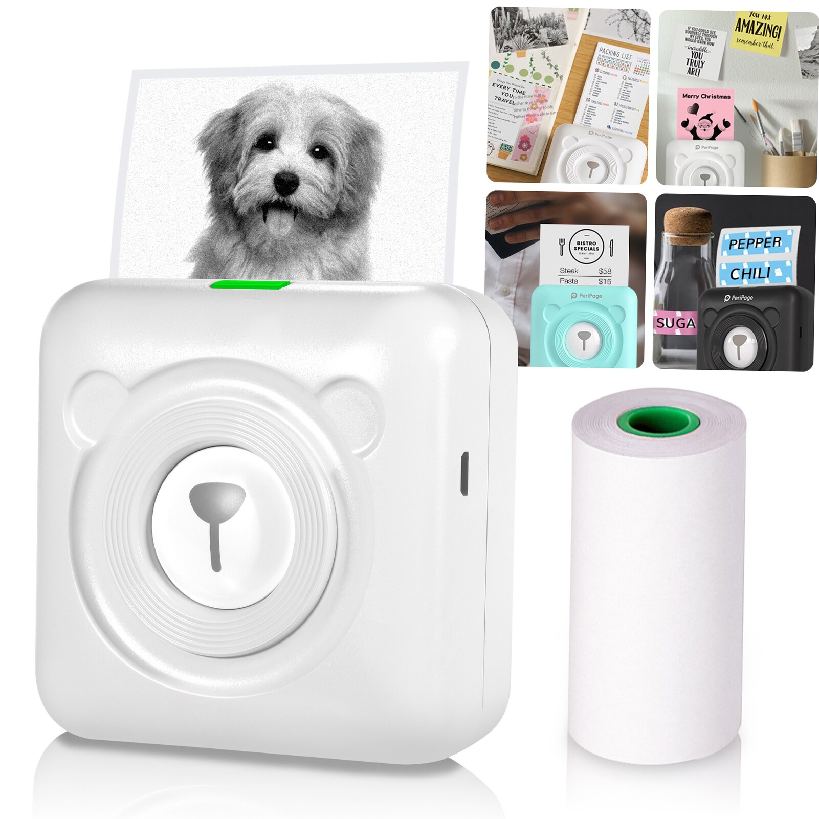 PeriPage A6 203DPI Pocket Thermal Printer Wireless All-in-One Printer BT Picture Label Receipt Paper Printer AR Photo Function