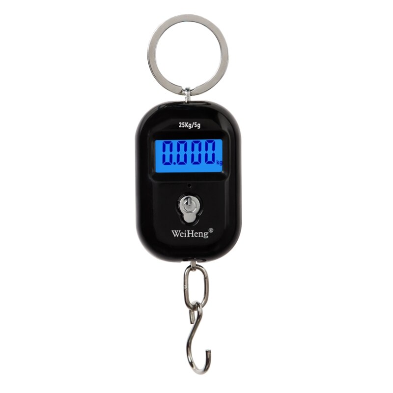 25kg 5g Pocket Digital Scale Portable Mini Electronic Luggage Hook Scale LCD Fish Food Kitchen Hanging Steelyard Weight Balance