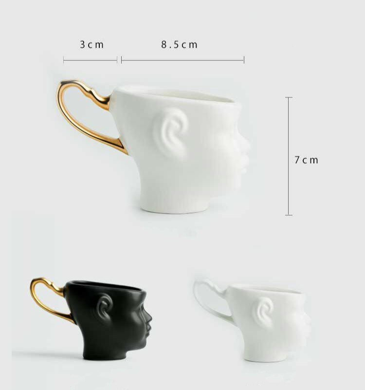Ansikte mot ansikte par keramik söt guldmålad kaffekopp nordisk stil kopp med handtag