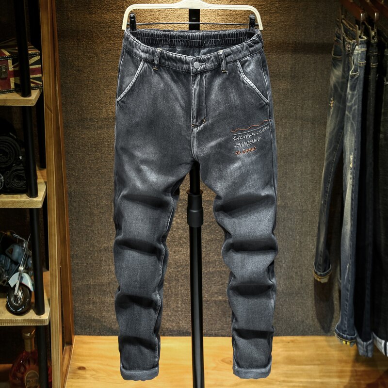 Men's Plus Velvet Stretch Plus Size Jeans Slim Casual