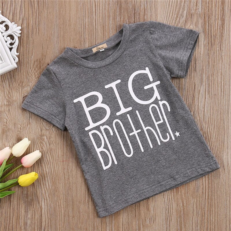 Kinder Jungen T-shirt Kurzarm Baumwolle Tops T-shirt Big Brother Druck Nette Casual Tops Tragen: 3T